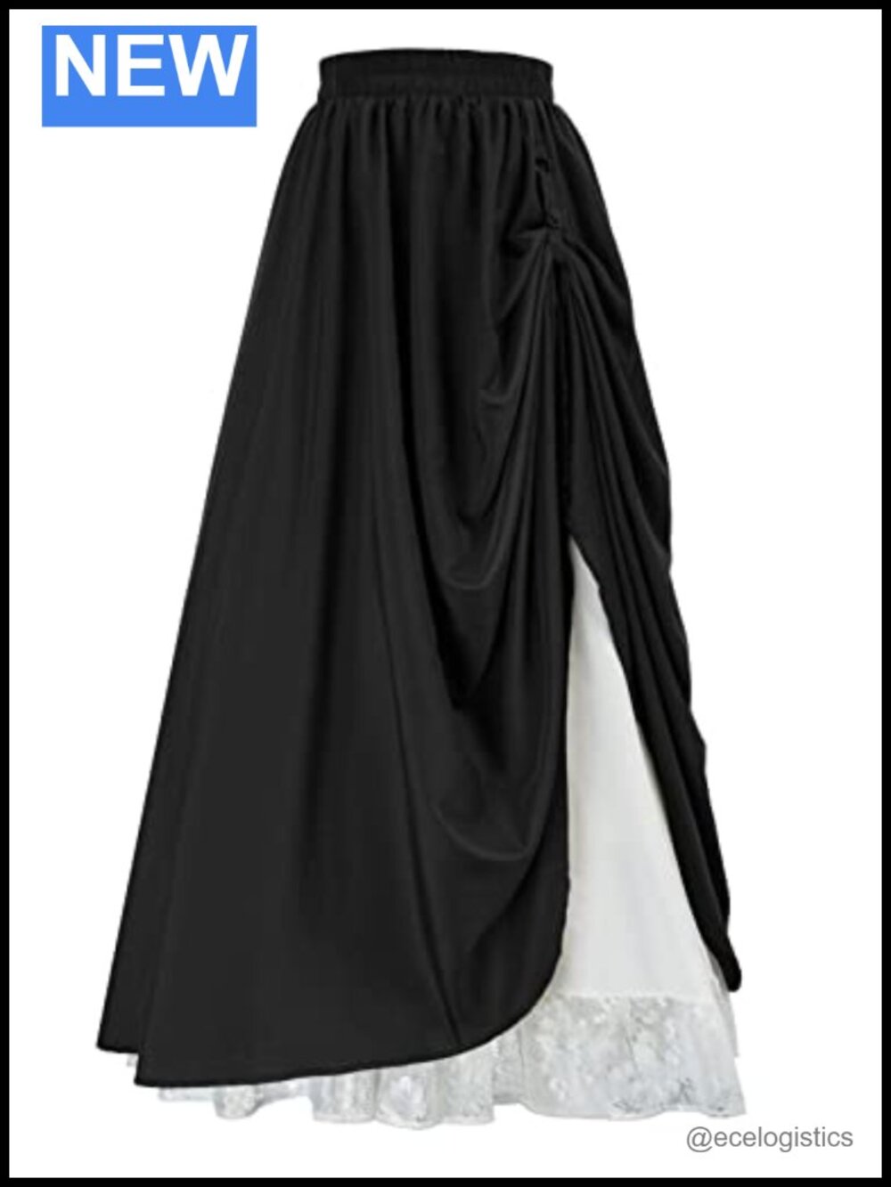 Women's Renaissance Maxi Skirt Double-Layer Tiered Victorian Pirate Skirt Long
